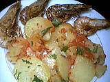 Image : recette Salade tiède de gambas à la cancoillotte