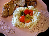 huile de maïs : Assiette de riz au poivron