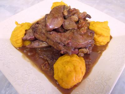 Recette Foie de veau aux raisins secs et au potimarron