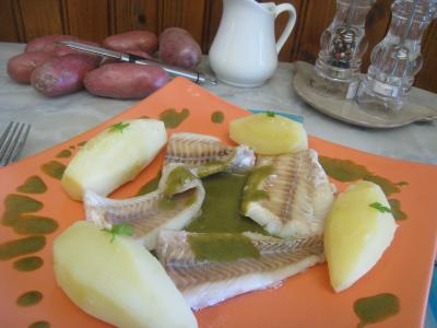 Poissons : Plat de colin en sauce verte