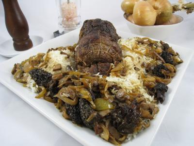 Image : recette Rôti de biche aux morilles et au riz