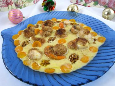 Plat de noix de Saint-Jacques au cidre et aux noix