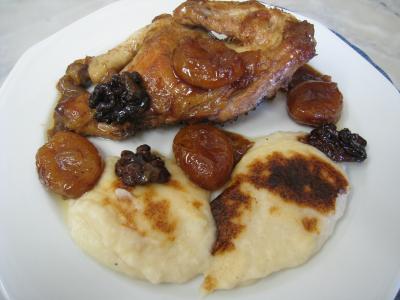 Volailles et gibiers : Assiette du coquelet au miel et sa purée de navets