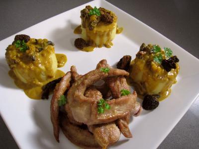 Image : recette Aiguillettes au safran et sa sauce aux morilles