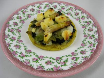Cuisine diététique : Assiette de polenta aux ognasses, épinards et asperges