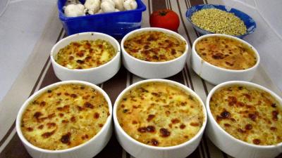 gratinées : Cassolettes de blé gratiné aux tomates et à la mozzarella