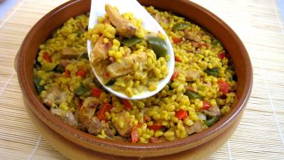 Recette Saladier de sauté de dinde au blé et poivrons