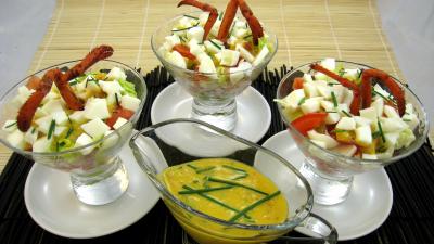 Image : Verrines de homard en salade
