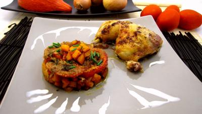 Recette Assiette de poulet et potiron pour Halloween