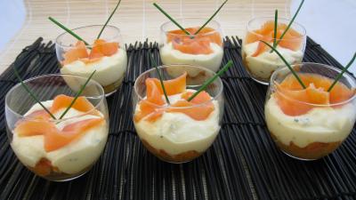 Image : recette Verrines de mascarpone à la truite fumée