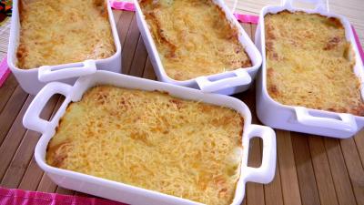 gratin de légumes : Cassolettes de crevettes et pommes de terre en gratin
