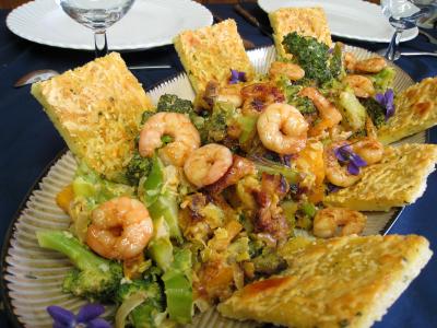 noix de coco : Crevettes au lait de coco et sa polenta