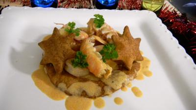 Recette Assiette de feuilletés de langoustines et crevettes