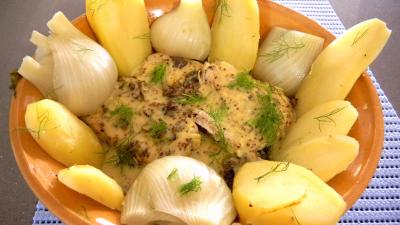 fenouil frais : Plat de filets de lieu noir à la moutarde