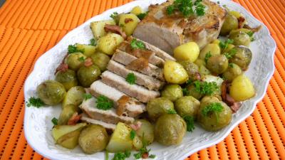 plat complet : Plat de rôti d veau à la flamande