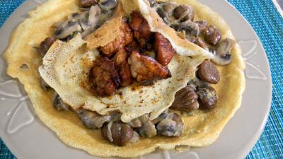 Image : recette Crêpes aux ris de veau, châtaignes et champignons