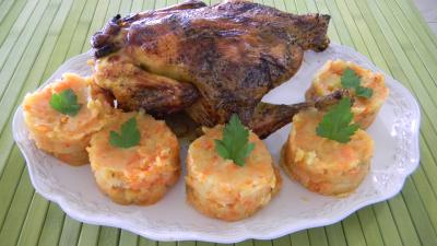 plat complet : Poulet sauce soja et sa purée de carottes