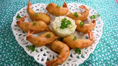 Recette Assiette de beignets de crevettes ou gambas
