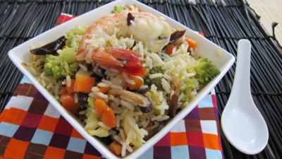Coquillages et crustacés : Assiette de riz minceur aux crevettes