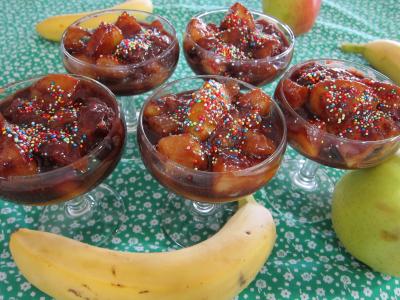 Recettes rapides : Verrines de brouillade de fruits au pralin et chocolat
