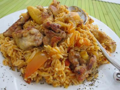plat complet : Assiette de risotto au poulet