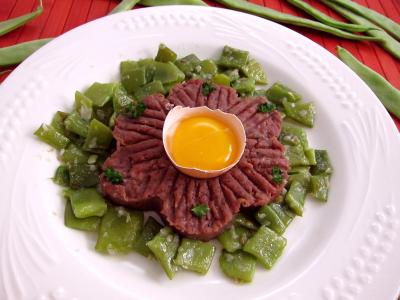 Image : recette Tartare de boeuf aux haricots plats