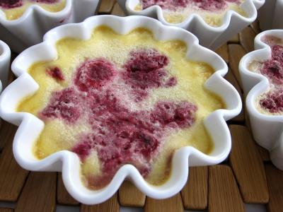 maïzena : Ramequin de crème aux framboises