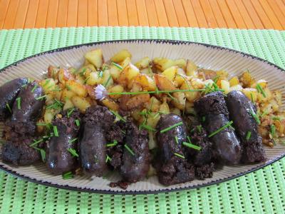 plat complet : Plat de miel aux pommes et terre et au boudin