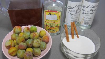 Ingrédients pour la recette : Liqueur de mirabelles au gin