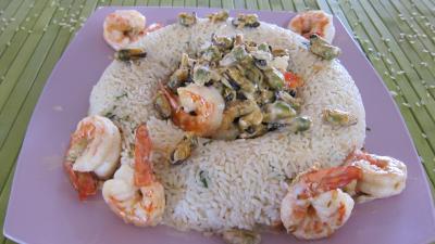 Cuisine orientale : Plat de riz pilaf aux gambas à l'orientale revisité